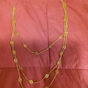 TORY BURCH Long Gold Multi-Strand Logo Necklace